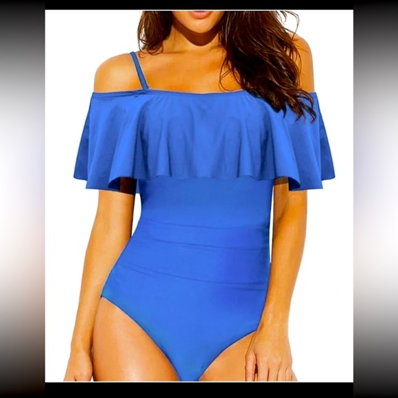 Funnygirl Ruffle Once Piece Swimsuit Off the Shoulder - Picture 1 of 5